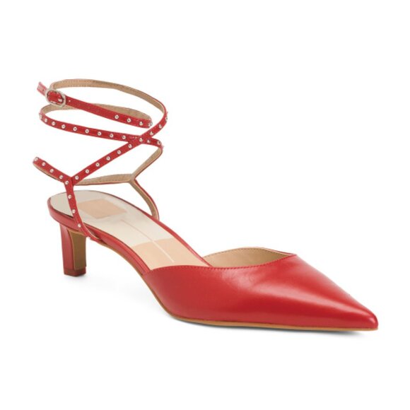 DOLCE VITA Red Leather Loklyn Kitten Heels - Picture 1 of 3